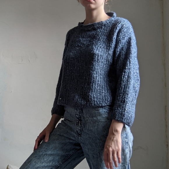 Knit Blue and Silver Autumn Sweater - Picture 4 of 7